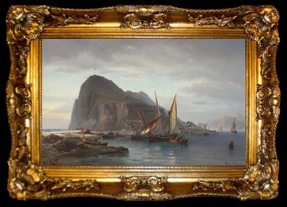 framed  Vilhelm Melbye Shipping off Gibraltar, ta009-2